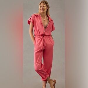 Pistola Jordan Jumpsuit Women Size S Pink Short Sleeve Utility Zip P00071939RF